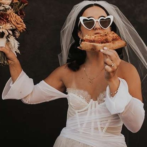 For Love & Lemons Eve Ivory Lace Corset High-Low Tulle Gown Sz Large Wedding - Picture 3 of 16